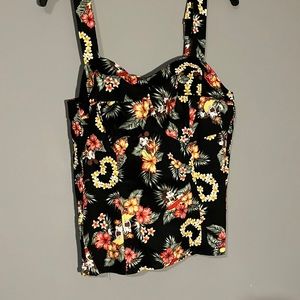 Disney Her Universe Tropical Mickey Bustier Top. Size XL. Black with tropical.